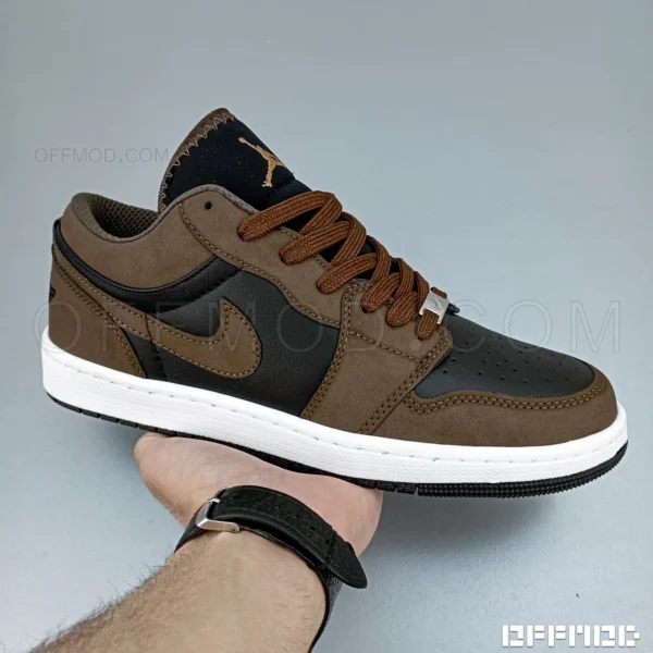 جردن 1 ساق کوتاه مشکی قهوه ای زیر سفید